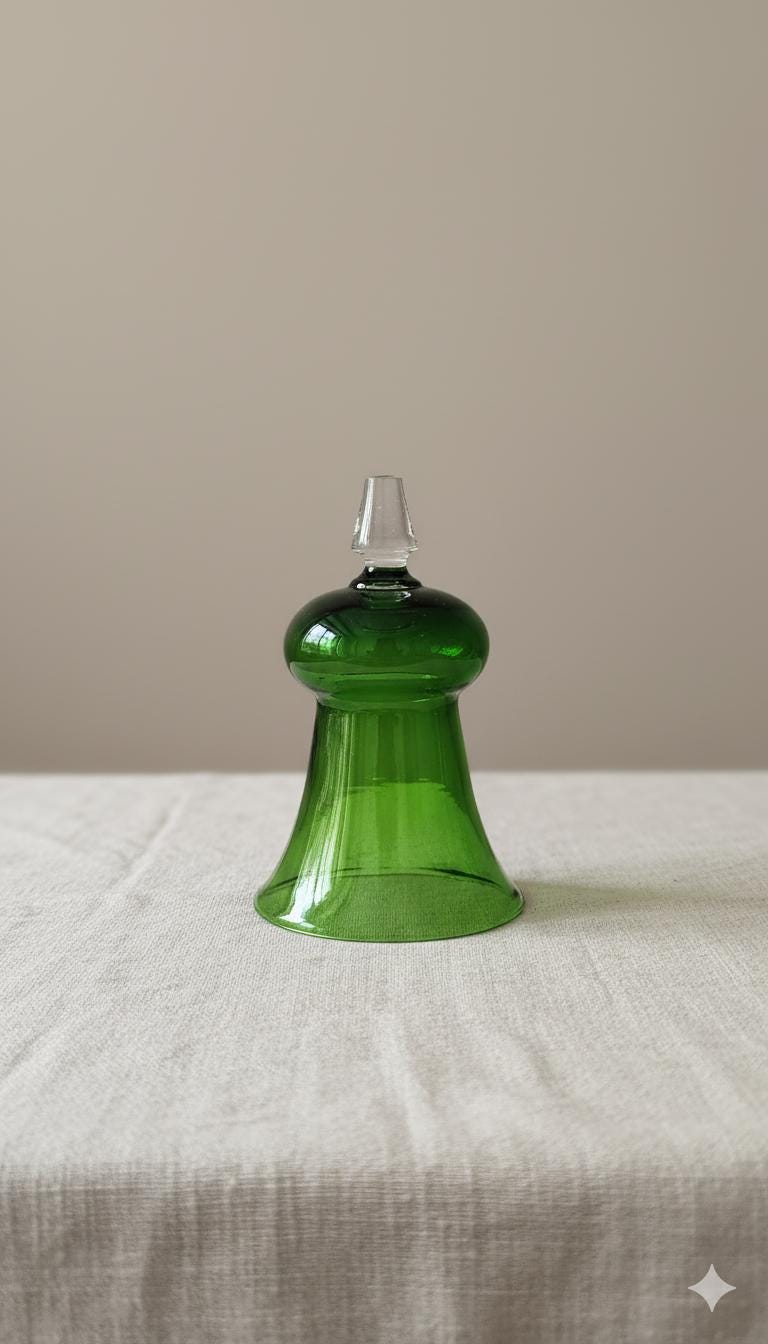 Vintage Hand Blown Glass Candle Snuffer, Mid Century Color Art Glass, vintage ornaments, Sculptural Modern Candle Accessory