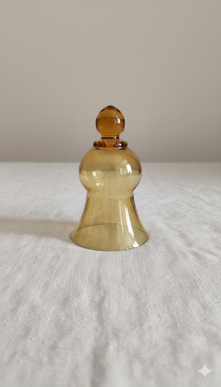 Vintage Hand Blown Glass Candle Snuffer, Mid Century Color Art Glass, vintage ornaments, Sculptural Modern Candle Accessory
