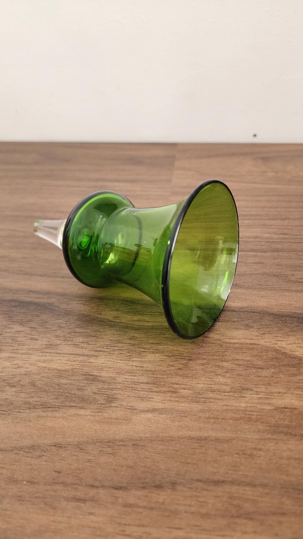 Vintage Hand Blown Glass Candle Snuffer, Mid Century Color Art Glass, vintage ornaments, Sculptural Modern Candle Accessory