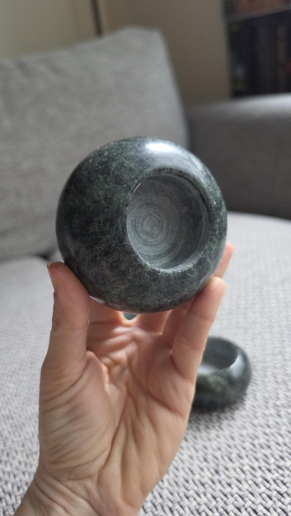 Set of 3 Green Stone Tealight Holders, Marble Candle Holders, Minimalist Natural Stone Decor, Small Candle Set - Image 8