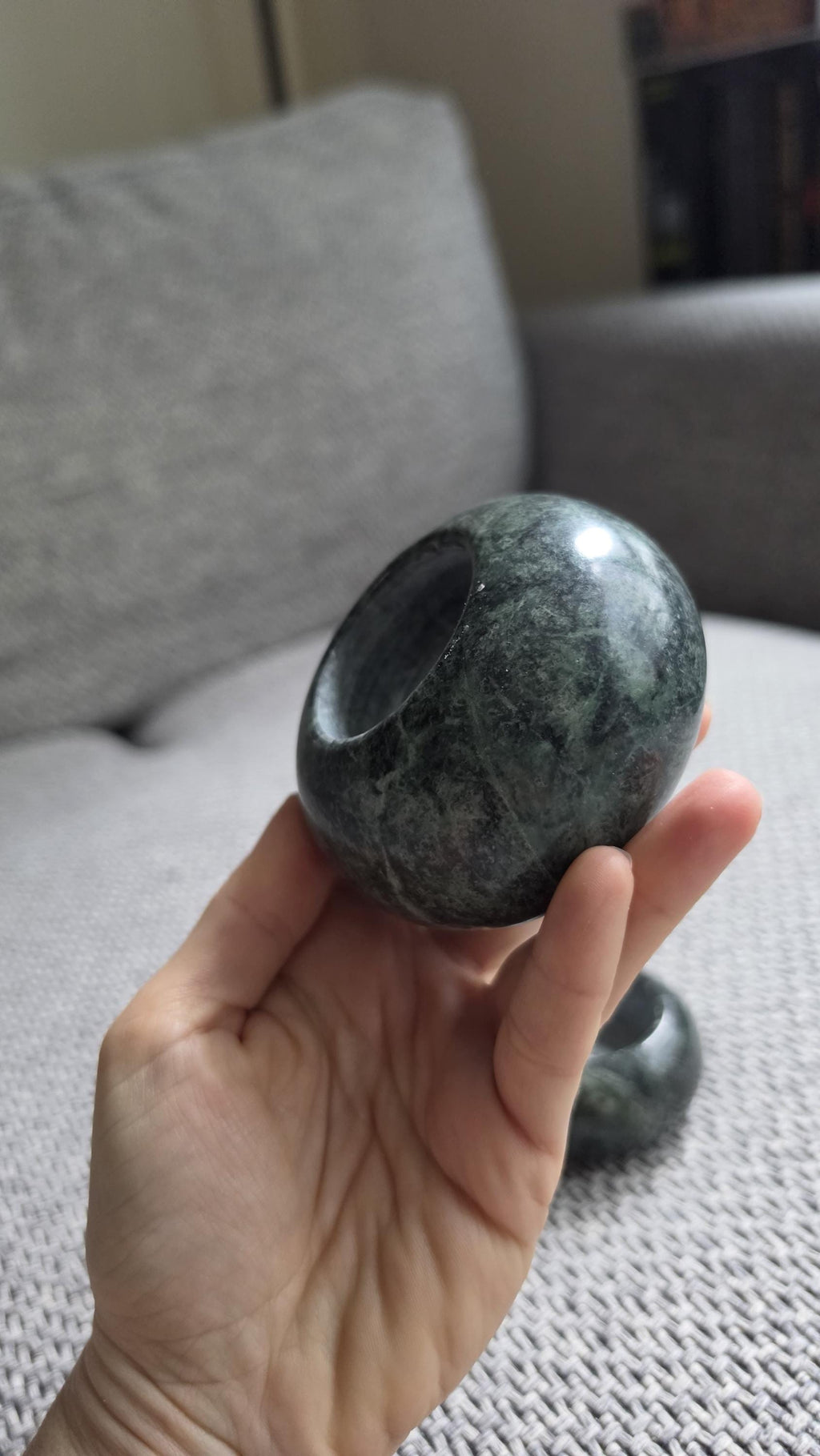 Set of 3 Green Stone Tealight Holders, Marble Candle Holders, Minimalist Natural Stone Decor, Small Candle Set - Image 9