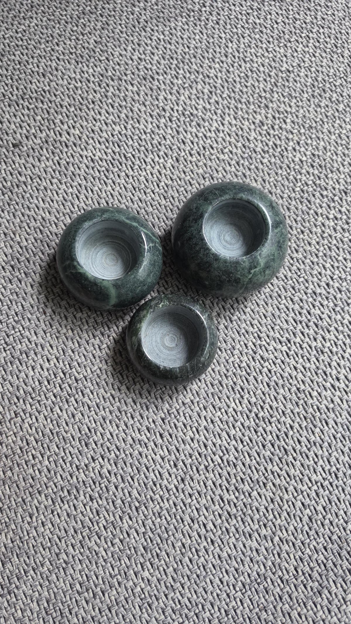 Set of 3 Green Stone Tealight Holders, Marble Candle Holders, Minimalist Natural Stone Decor, Small Candle Set - Image 13