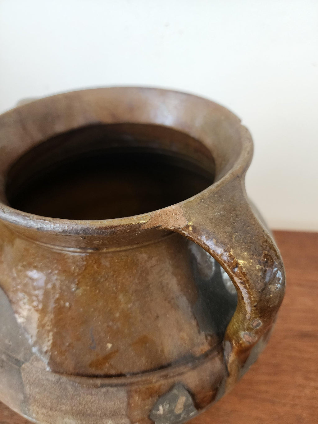 Antique Rustic Terracotta Pot with Handles, European Earthenware Vessel, Wabi Sabi Clay Jar, Primitive Farmhouse Decor, Aged Patina - Image 7