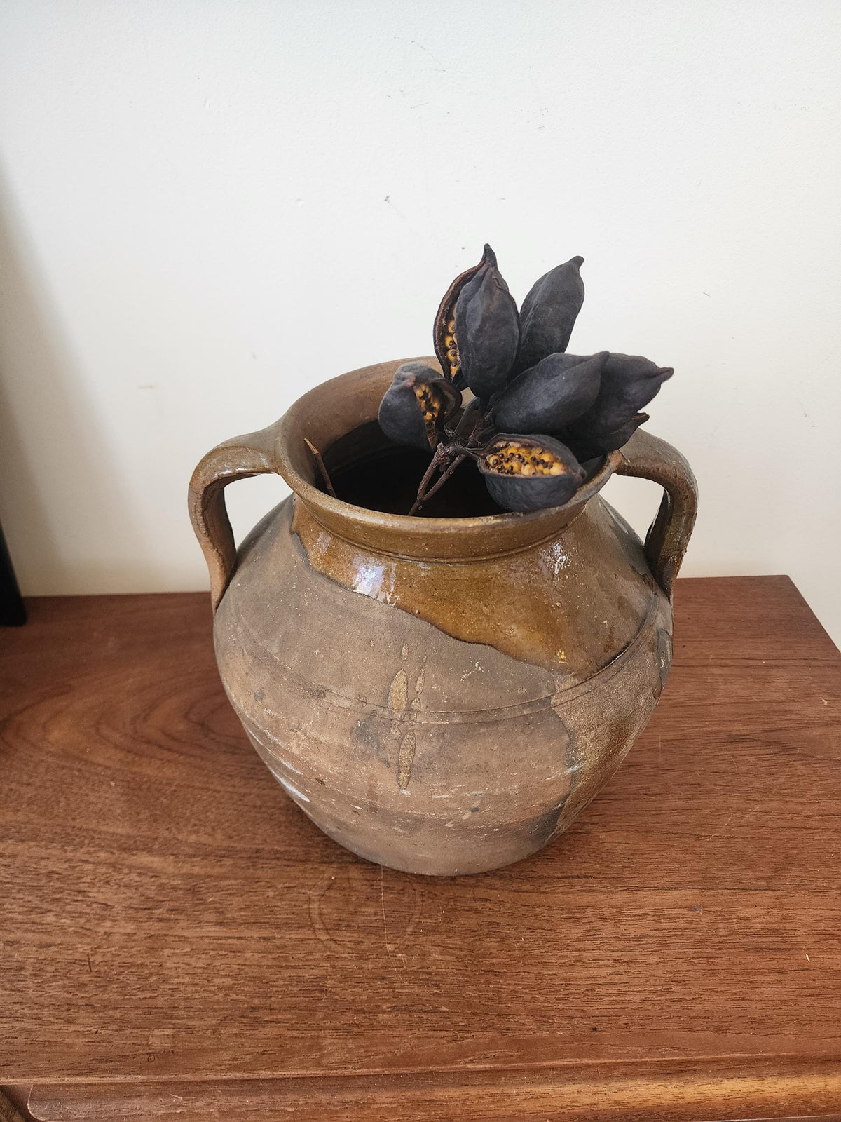 Antique Rustic Terracotta Pot with Handles, European Earthenware Vessel, Wabi Sabi Clay Jar, Primitive Farmhouse Decor, Aged Patina - Image 5