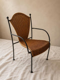 Frederick Weinberg Child Chair 1960s Wicker Rattan Iron Mid Century Modern Kids Armchair - Image 1
