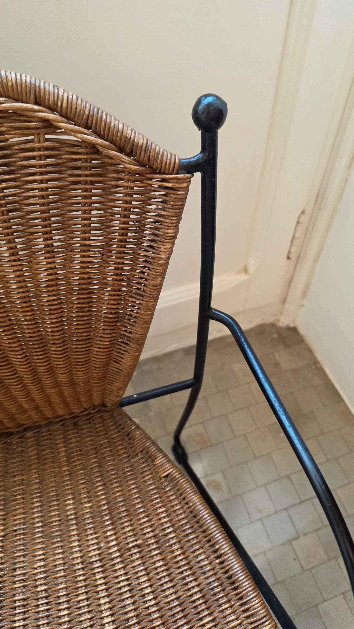 Frederick Weinberg Child Chair 1960s Wicker Rattan Iron Mid Century Modern Kids Armchair - Image 6
