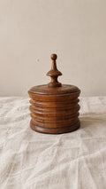 Antique Turned Wood Tobacco Jar Lidded Treen Container Primitive Folk Art Wooden Canister Rustic Country House Decor Storage Vessel - Image 1