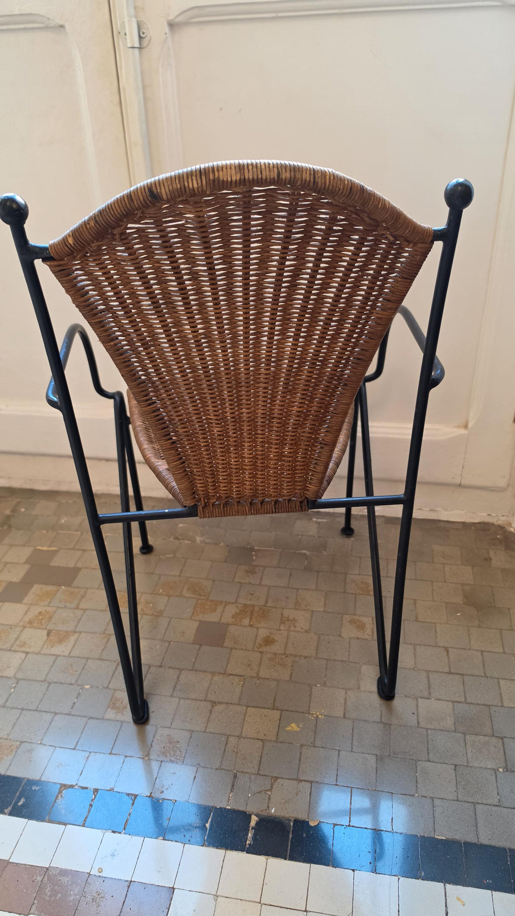 Frederick Weinberg Child Chair 1960s Wicker Rattan Iron Mid Century Modern Kids Armchair - Image 10