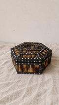 Antique 19th Century Ceylonese Porcupine Quill Box Sri Lanka Hexagonal Bone Inlay Casket - Image 1