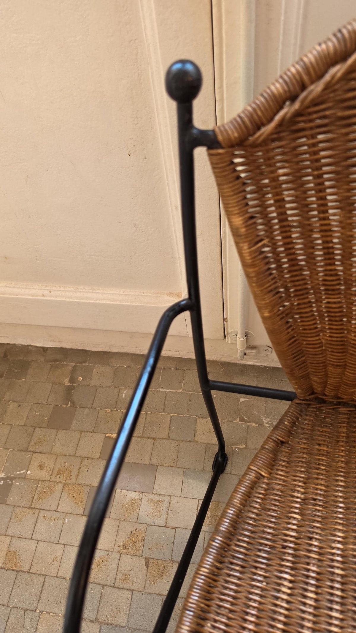 Frederick Weinberg Child Chair 1960s Wicker Rattan Iron Mid Century Modern Kids Armchair - Image 5
