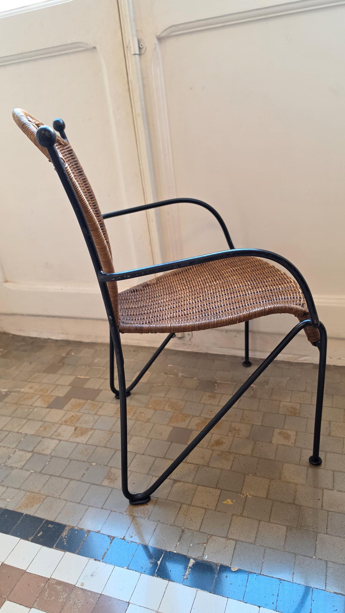 Frederick Weinberg Child Chair 1960s Wicker Rattan Iron Mid Century Modern Kids Armchair - Image 11