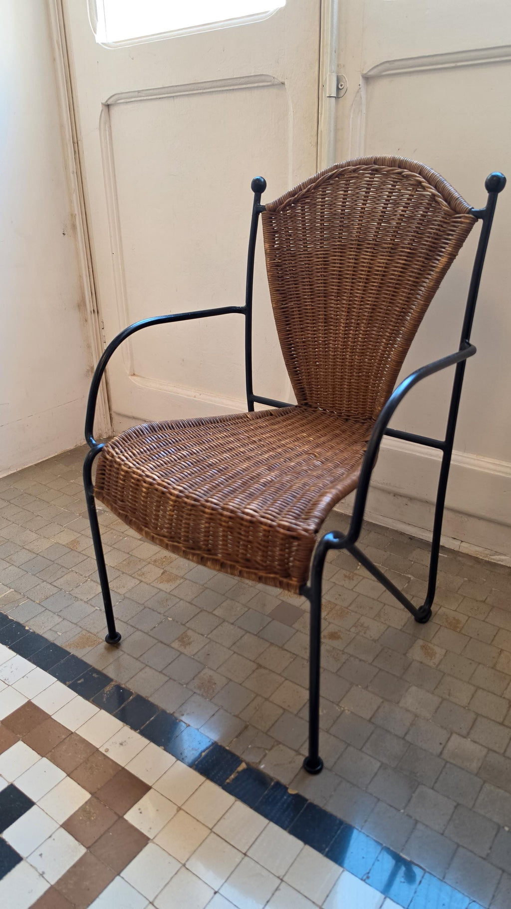 Frederick Weinberg Child Chair 1960s Wicker Rattan Iron Mid Century Modern Kids Armchair - Image 8