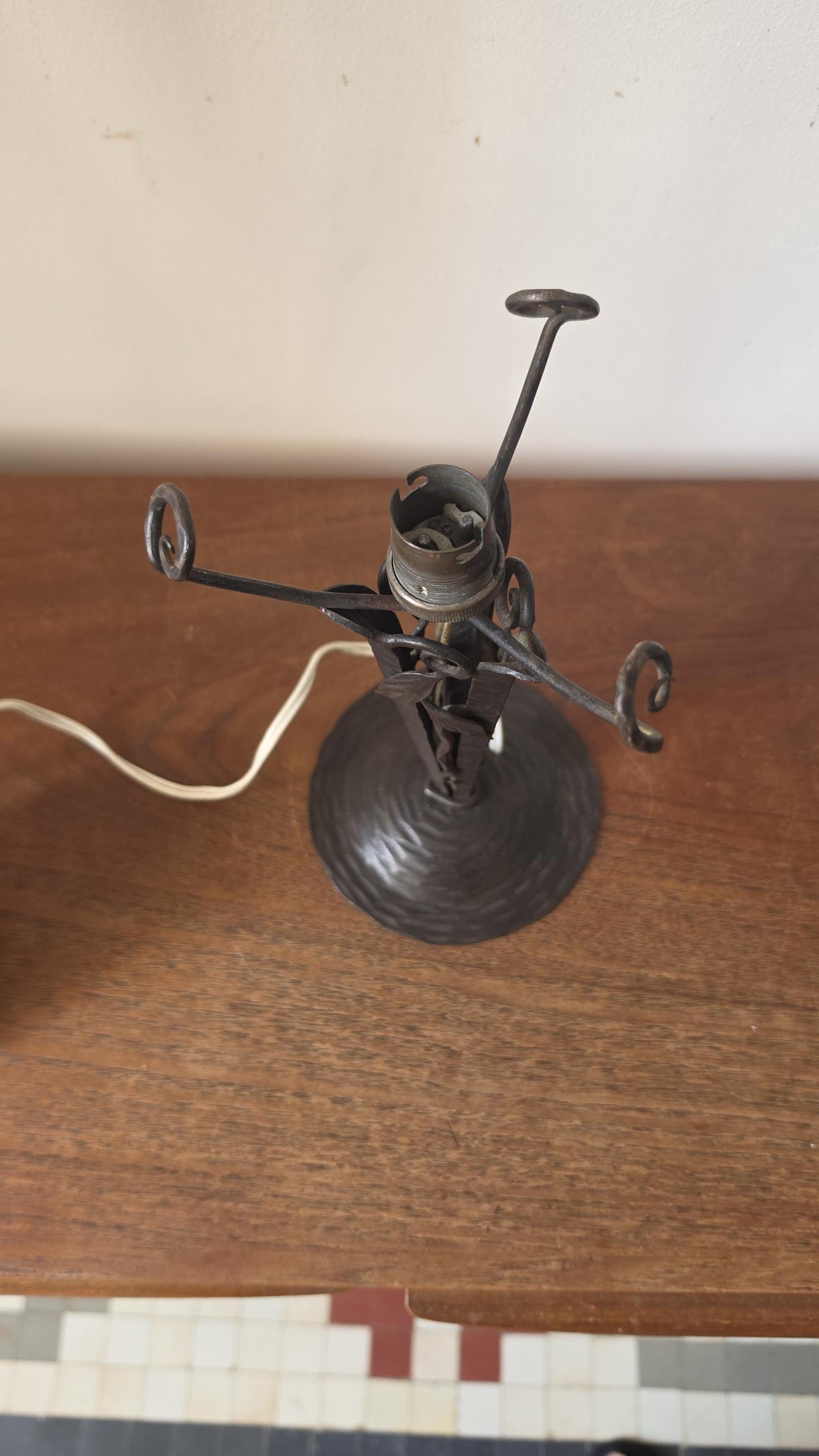 Degué Art Deco Table Lamp 1930s Signed French Glass Wrought Iron Orange Accent Light Antique French Lighting - Image 13