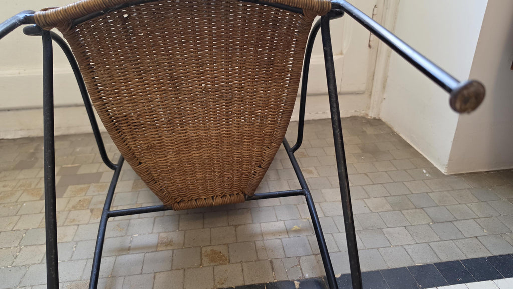 Frederick Weinberg Child Chair 1960s Wicker Rattan Iron Mid Century Modern Kids Armchair - Image 13