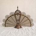 Antique Victorian Brass Fireplace Screen Ornate Folding Fan Peacock Fire Guard Hearth Screen Art Nouveau Home Decor - Image 1