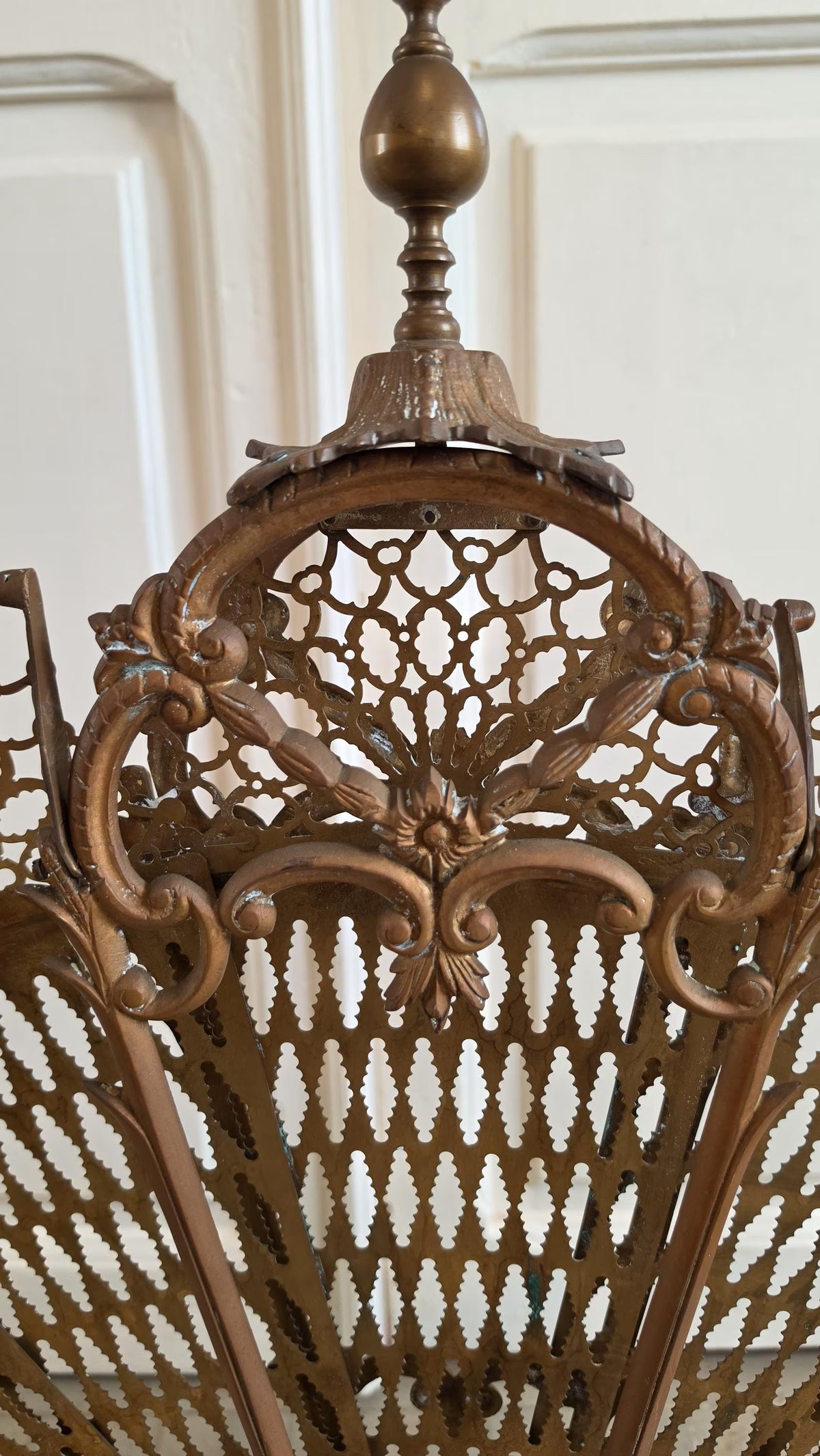 Antique Victorian Brass Fireplace Screen Ornate Folding Fan Peacock Fire Guard Hearth Screen Art Nouveau Home Decor - Image 10