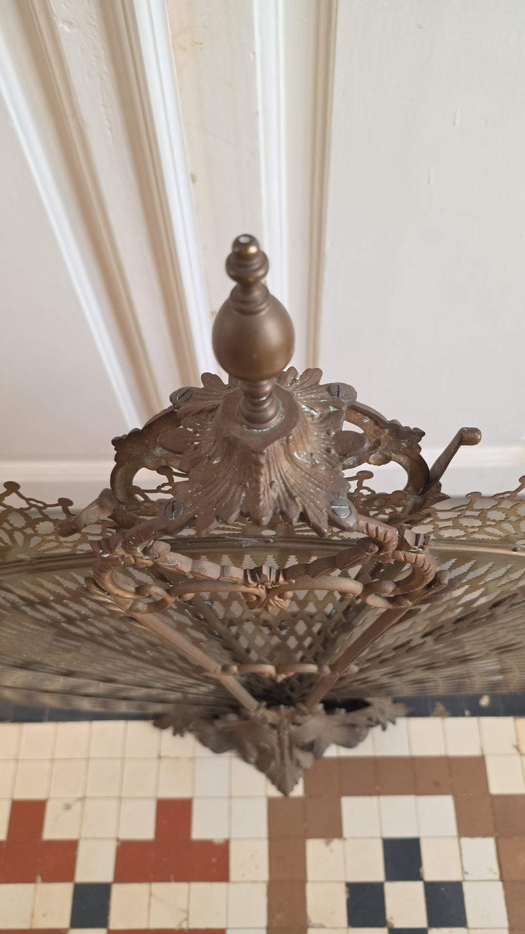 Antique Victorian Brass Fireplace Screen Ornate Folding Fan Peacock Fire Guard Hearth Screen Art Nouveau Home Decor - Image 12