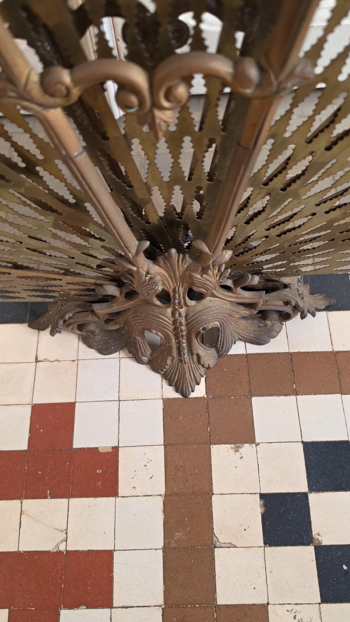 Antique Victorian Brass Fireplace Screen Ornate Folding Fan Peacock Fire Guard Hearth Screen Art Nouveau Home Decor - Image 15