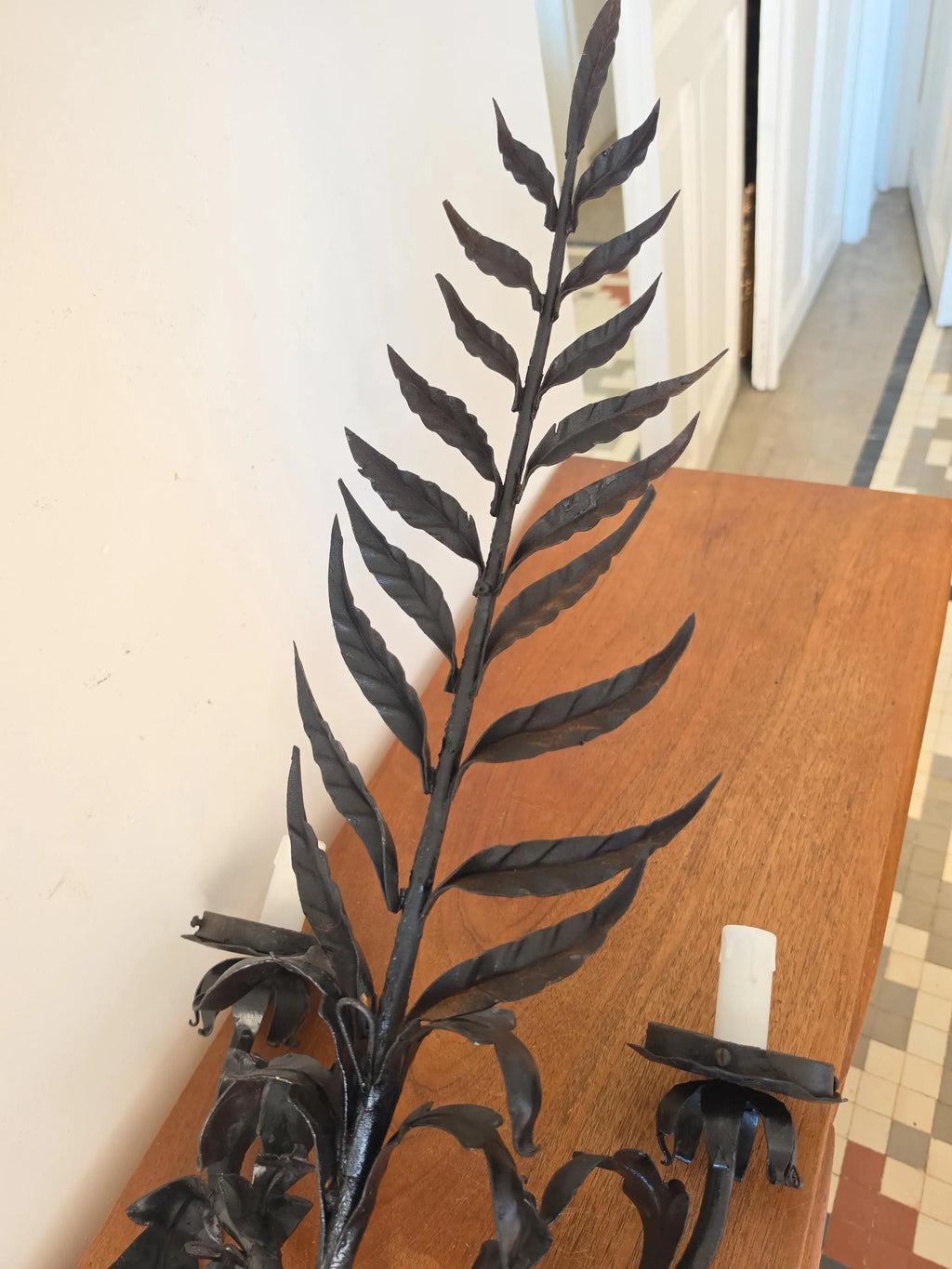 Vintage Italian Tole Wall Sconce Black Metal Botanical Light Double Arm Leaf Floral Hollywood Regency Mid Century Statement Lighting - Image 15