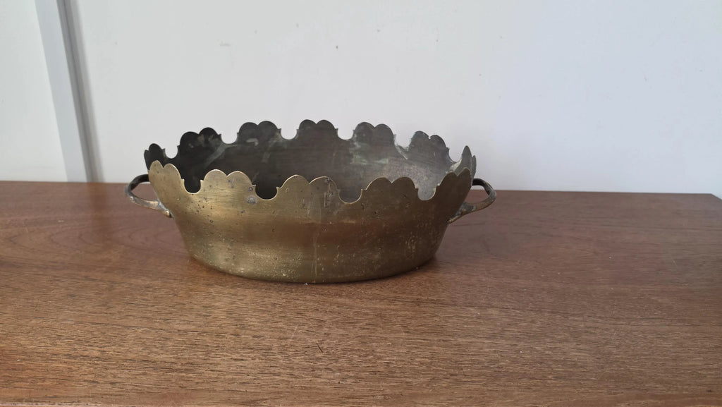 Art Deco copper Wine & Glass Cooler, Scalloped Champagne Bucket, Vintage Barware Chiller with Handles, French Deco Style - Image 3
