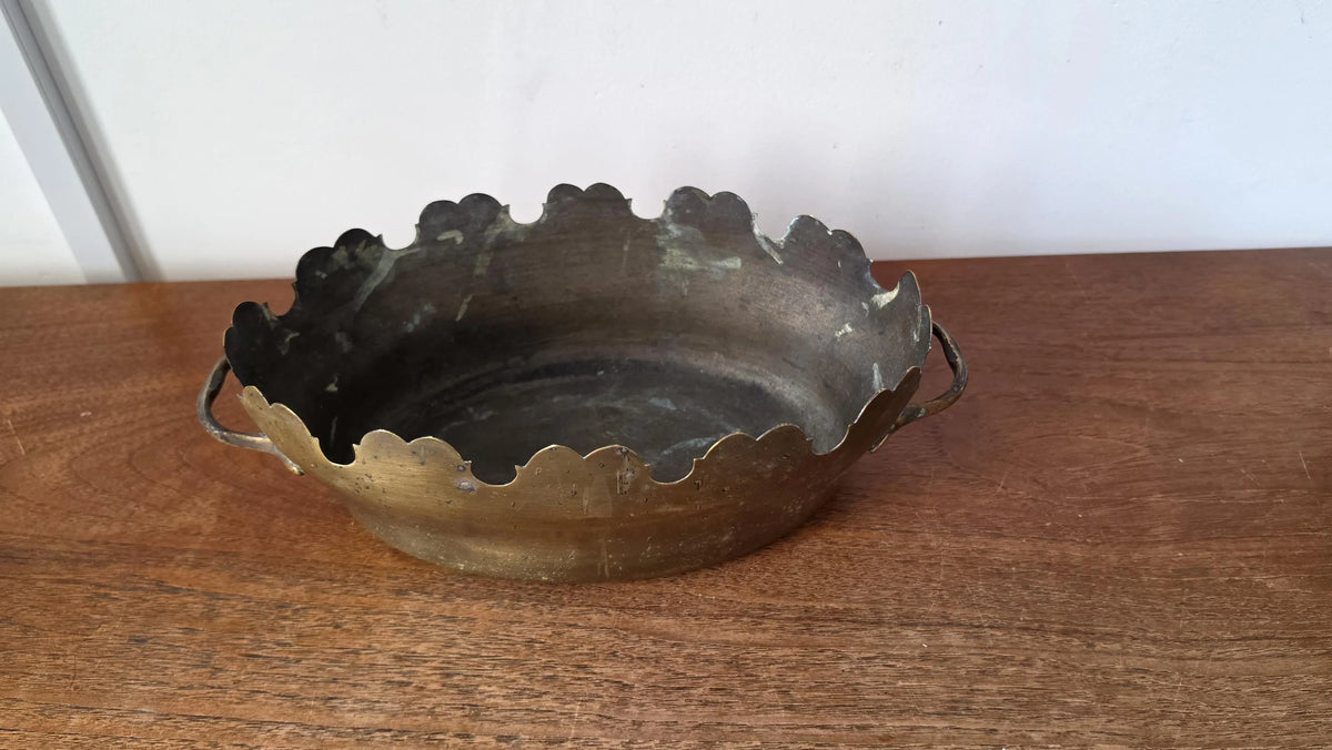 Art Deco copper Wine & Glass Cooler, Scalloped Champagne Bucket, Vintage Barware Chiller with Handles, French Deco Style - Image 4