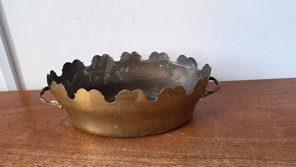 Art Deco copper Wine & Glass Cooler, Scalloped Champagne Bucket, Vintage Barware Chiller with Handles, French Deco Style - Image 9
