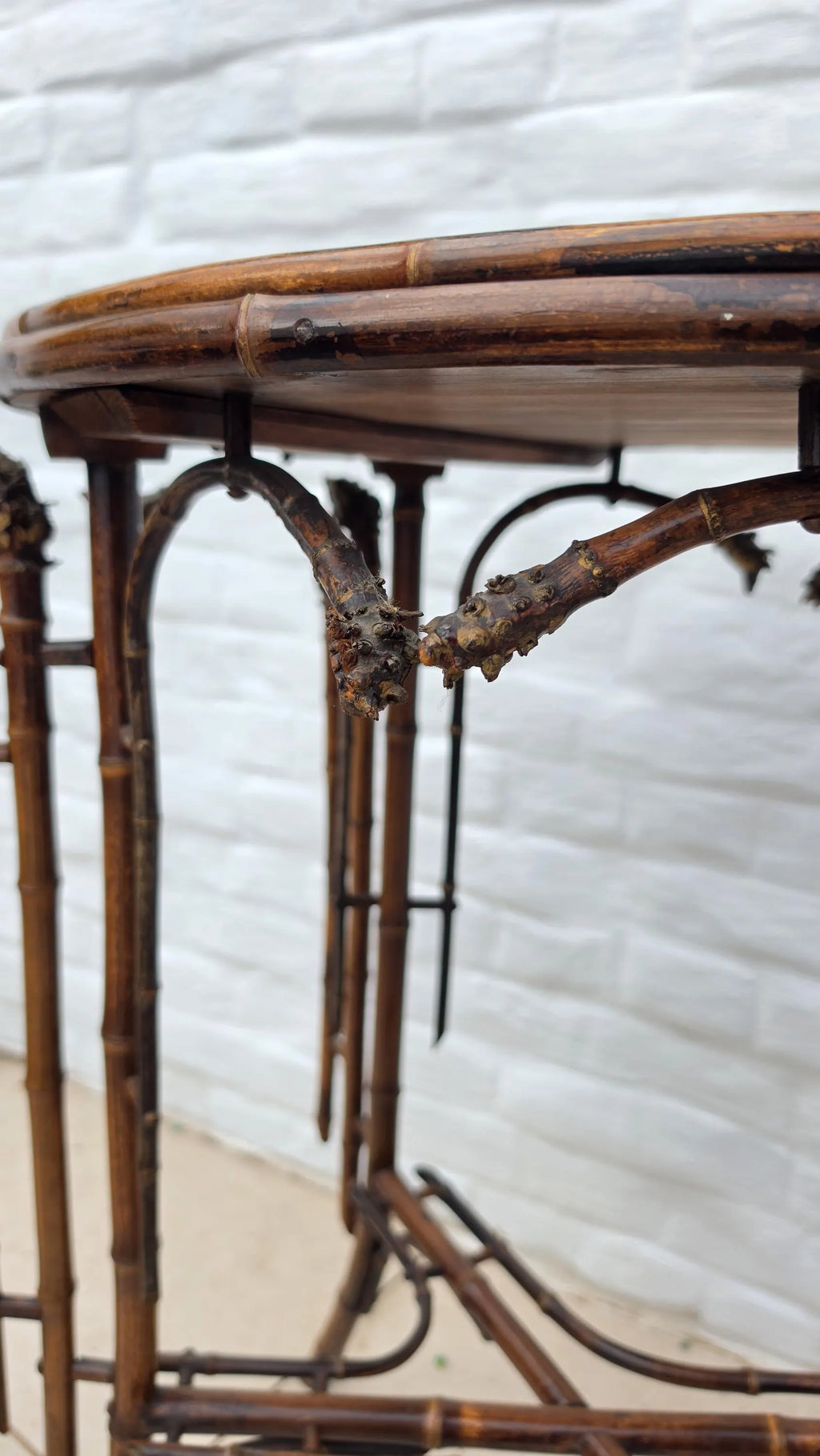 Antique French Bamboo Side Table Japonisme Aesthetic Movement Oval Rattan Cane Occasional Table Victorian Chinoiserie Furniture - Image 14