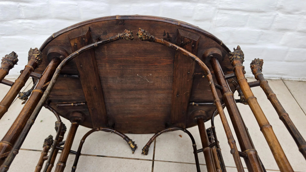 Antique French Bamboo Side Table Japonisme Aesthetic Movement Oval Rattan Cane Occasional Table Victorian Chinoiserie Furniture - Image 16