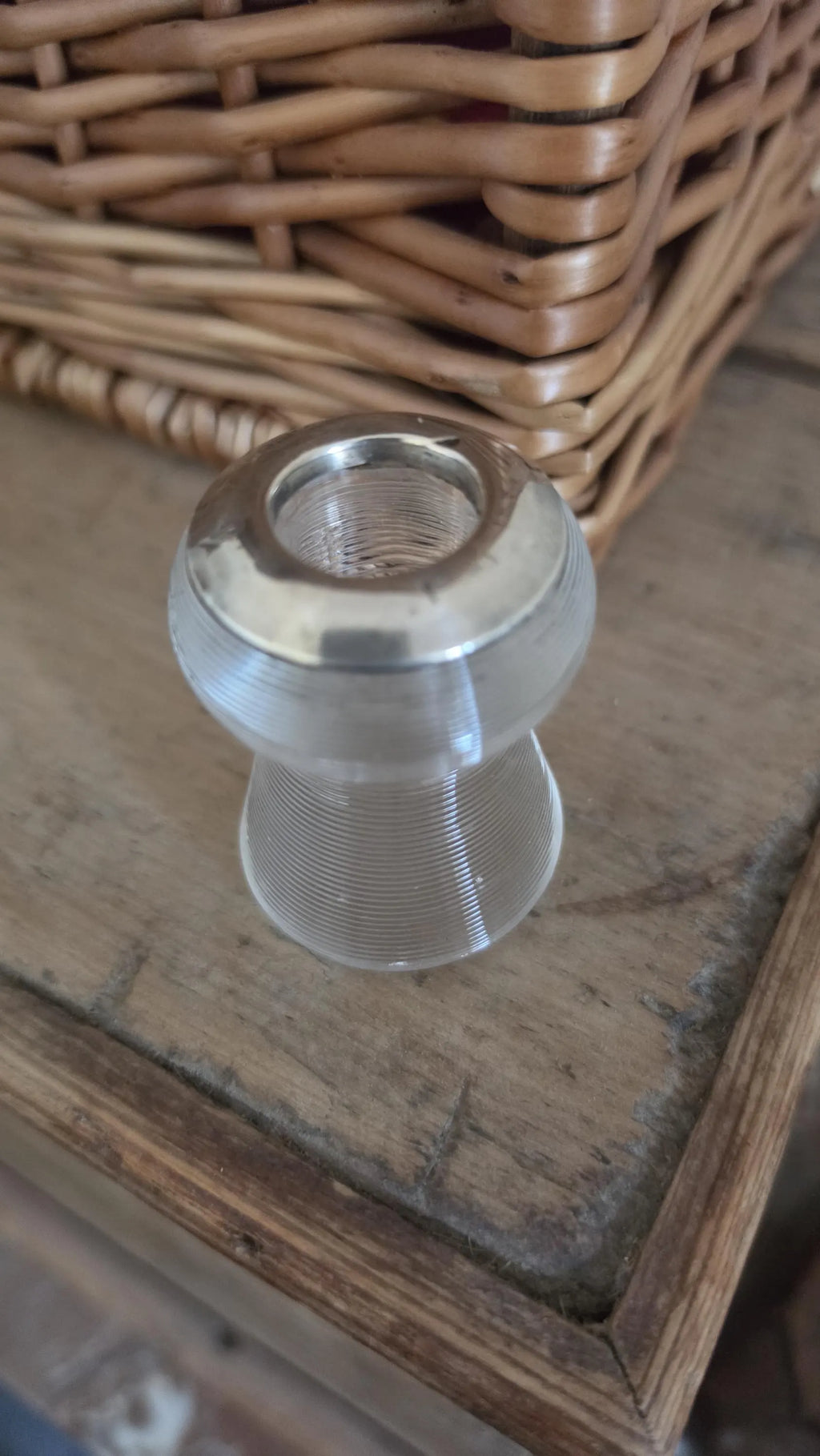 Antique 1906 London Sterling Silver & Ribbed Glass Match Striker, Edwardian English Hallmarked Table Lighter, Collectible Tobacciana - Image 4