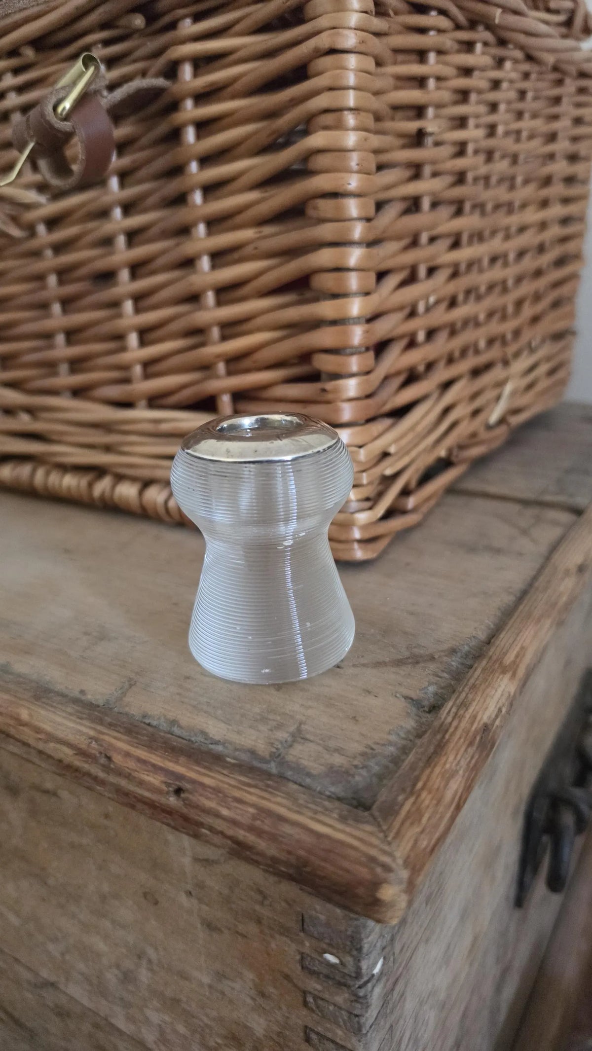 Antique 1906 London Sterling Silver & Ribbed Glass Match Striker, Edwardian English Hallmarked Table Lighter, Collectible Tobacciana - Image 3