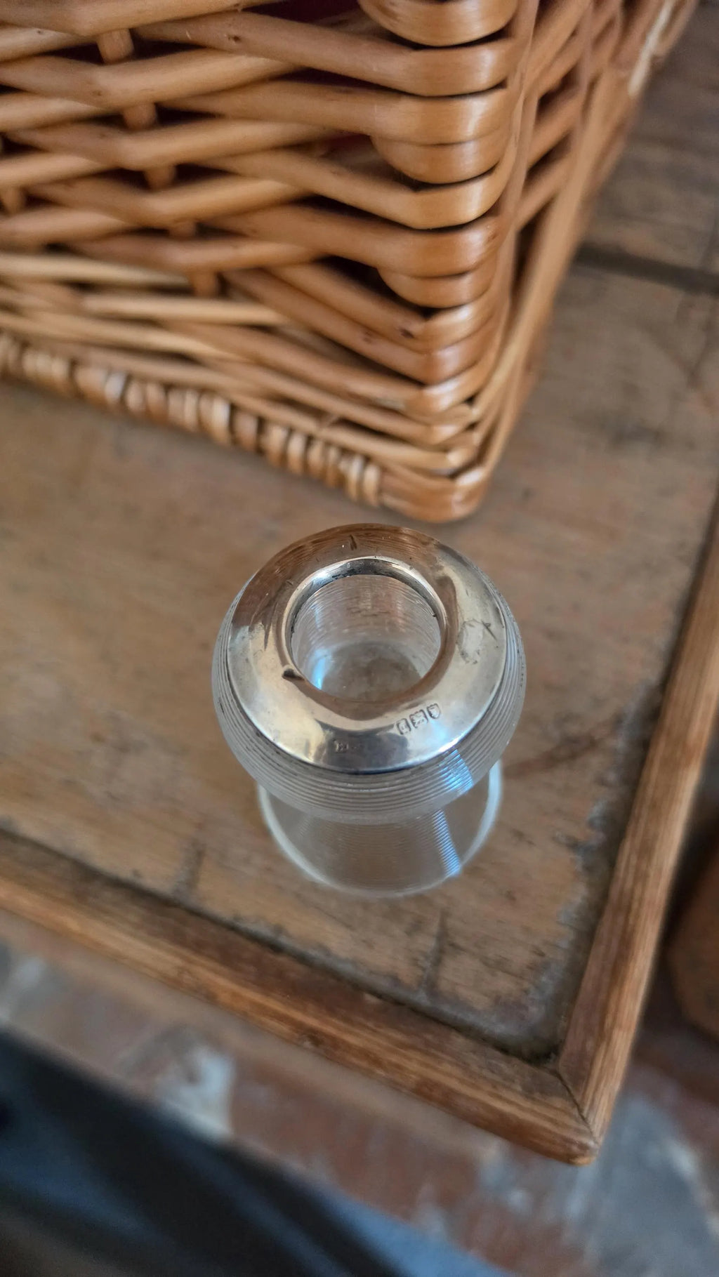 Antique 1906 London Sterling Silver & Ribbed Glass Match Striker, Edwardian English Hallmarked Table Lighter, Collectible Tobacciana - Image 6
