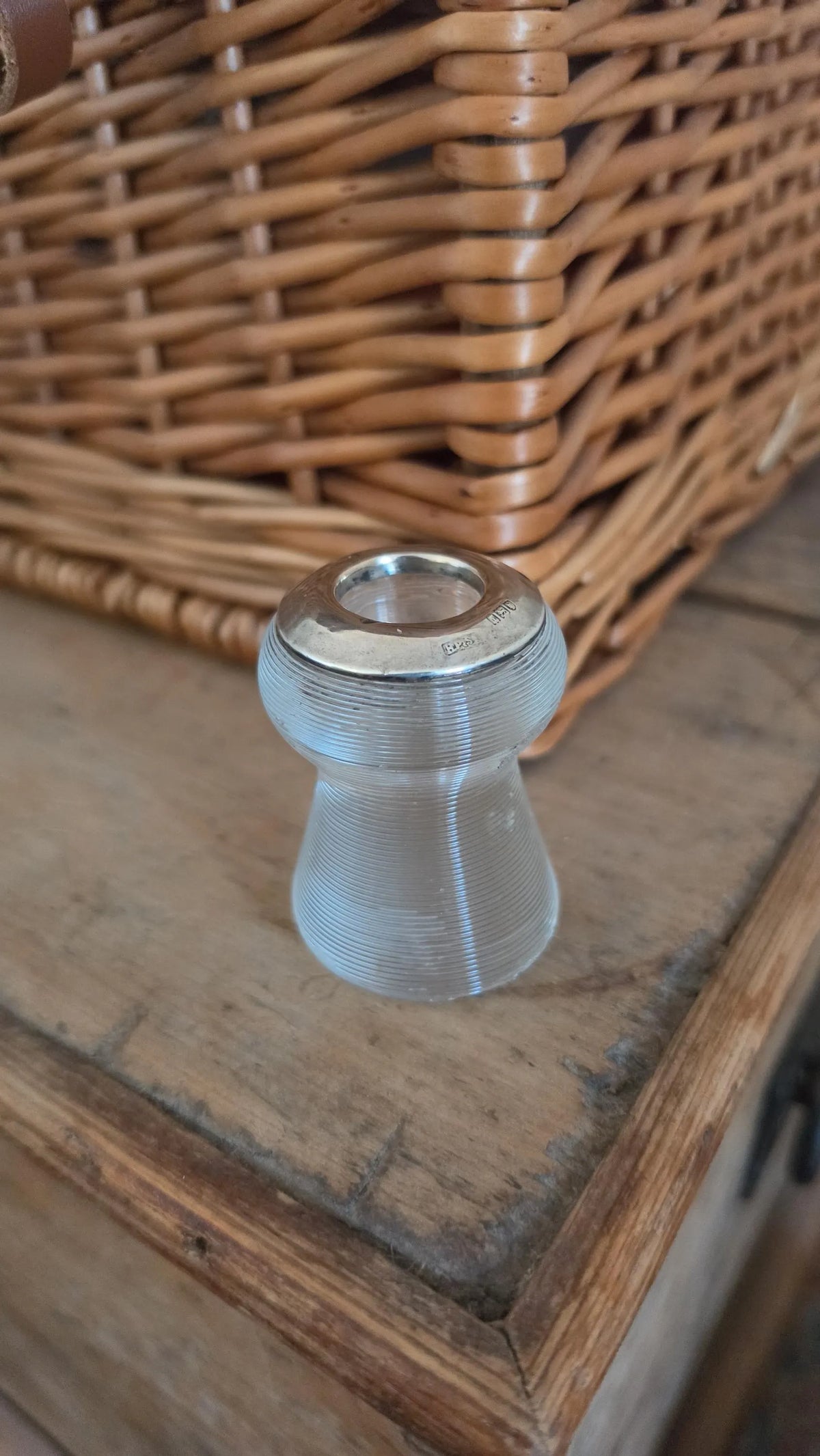 Antique 1906 London Sterling Silver & Ribbed Glass Match Striker, Edwardian English Hallmarked Table Lighter, Collectible Tobacciana - Image 9