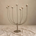 Vintage 1980s Habitat Klein Tealight Candelabra, 7 Arm Silver Metal Candle Holder, Postmodern Sculptural Table Centrepiece - Image 1