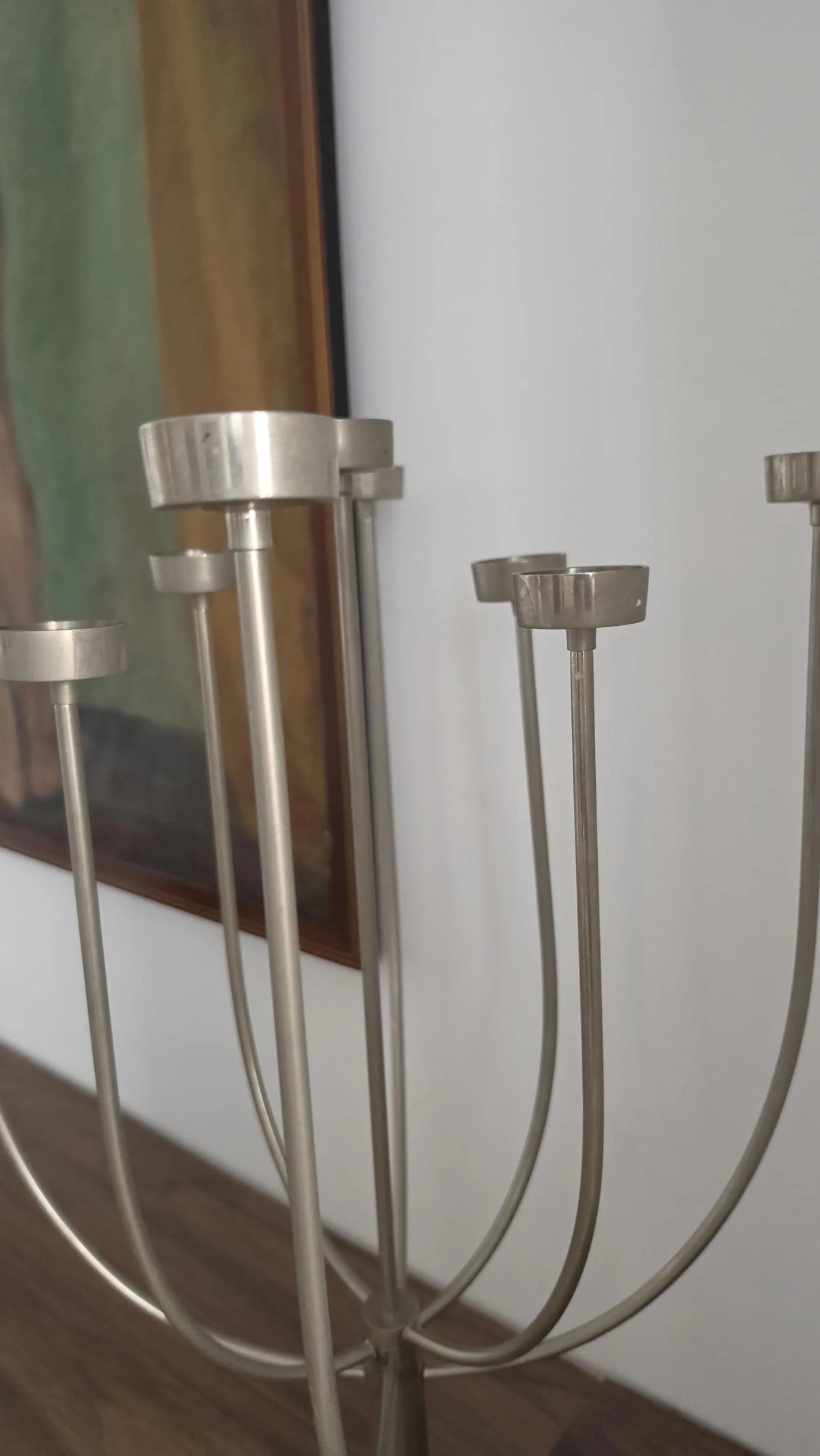 Vintage 1980s Habitat Klein Tealight Candelabra, 7 Arm Silver Metal Candle Holder, Postmodern Sculptural Table Centrepiece - Image 5