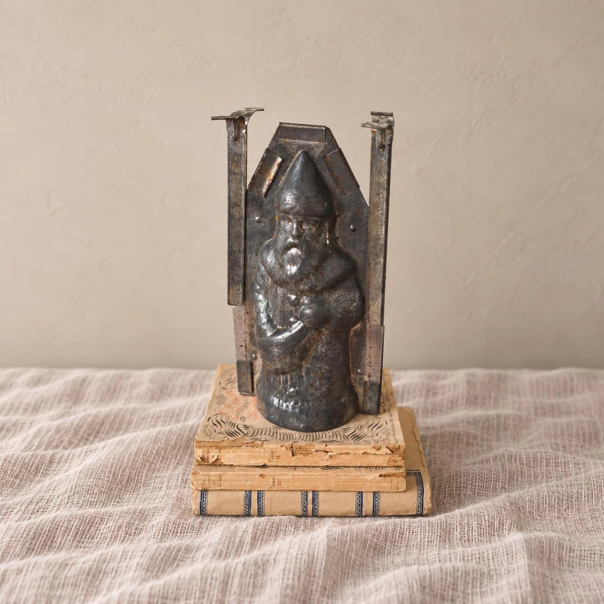 Rare Antique Santa Claus Chocolate Mold, Father Christmas Metal Mould, Primitive Confectionery Form, European Holiday Collectible - Image 1