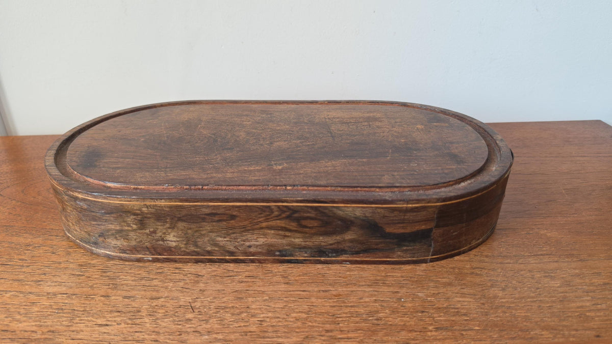 Antique Victorian Marquetry Glass Dome Stand, Oval Wooden Display Riser, Inlaid Folk Art Specimen Base, 19th Century Dome Plinth - Image 10