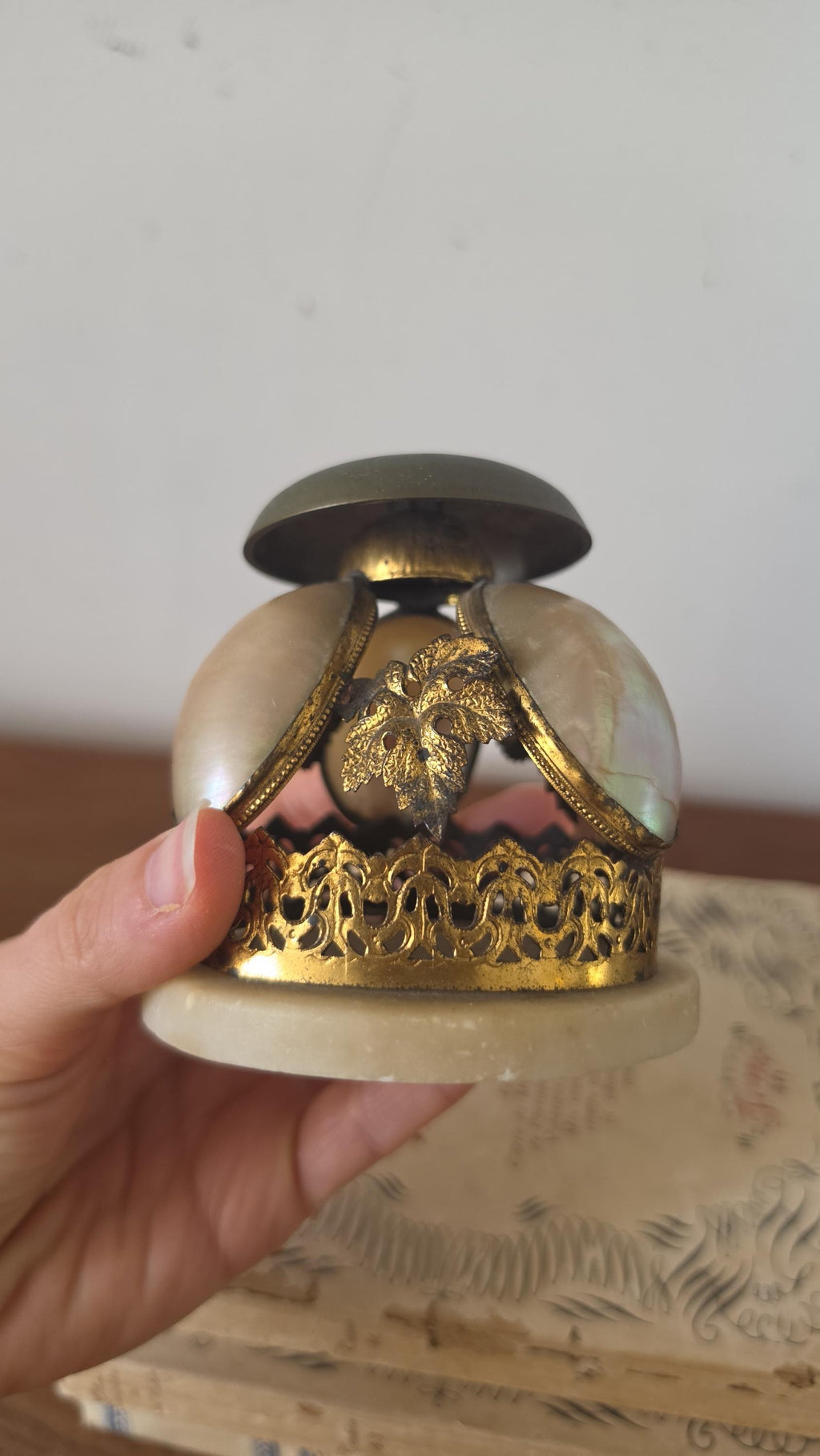 Antique Art Nouveau Hotel Bell, Le Portel Hôtel Mell Mother of Pearl Brass Desk Bell, French Belle Époque Reception Bell - Image 8
