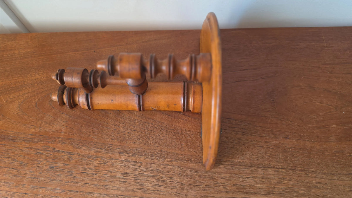 Antique French Walnut Shelf | Late 19th Century Hand-Turned Wall Bracket | Rustic Country Decor | Collectible Wood Accent - Image 7