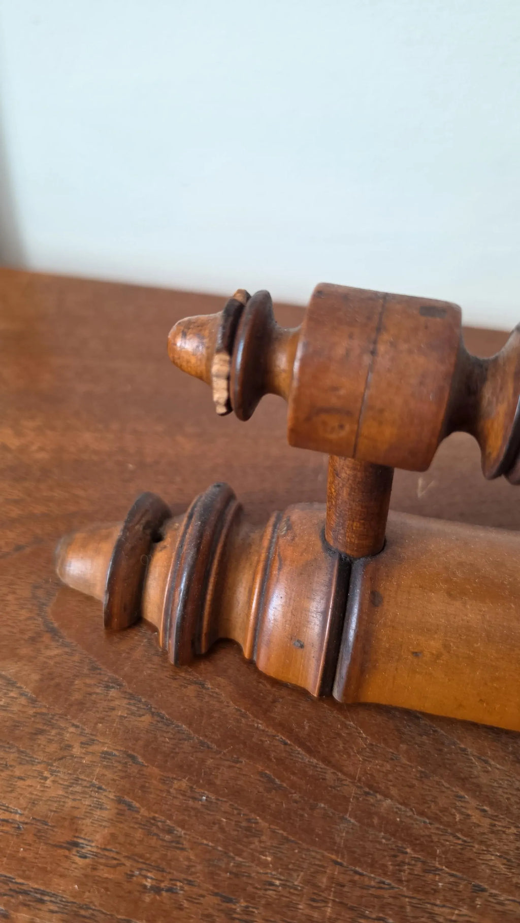 Antique French Walnut Shelf | Late 19th Century Hand-Turned Wall Bracket | Rustic Country Decor | Collectible Wood Accent - Image 8