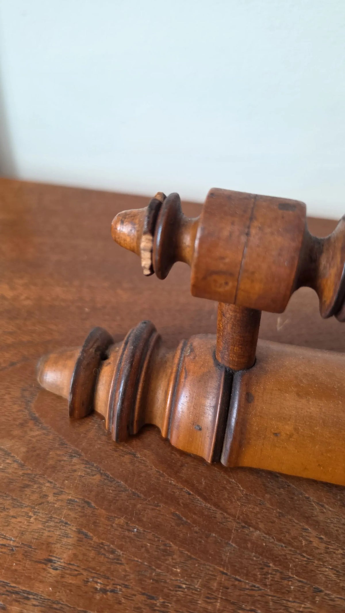 Antique French Walnut Shelf | Late 19th Century Hand-Turned Wall Bracket | Rustic Country Decor | Collectible Wood Accent - Image 8