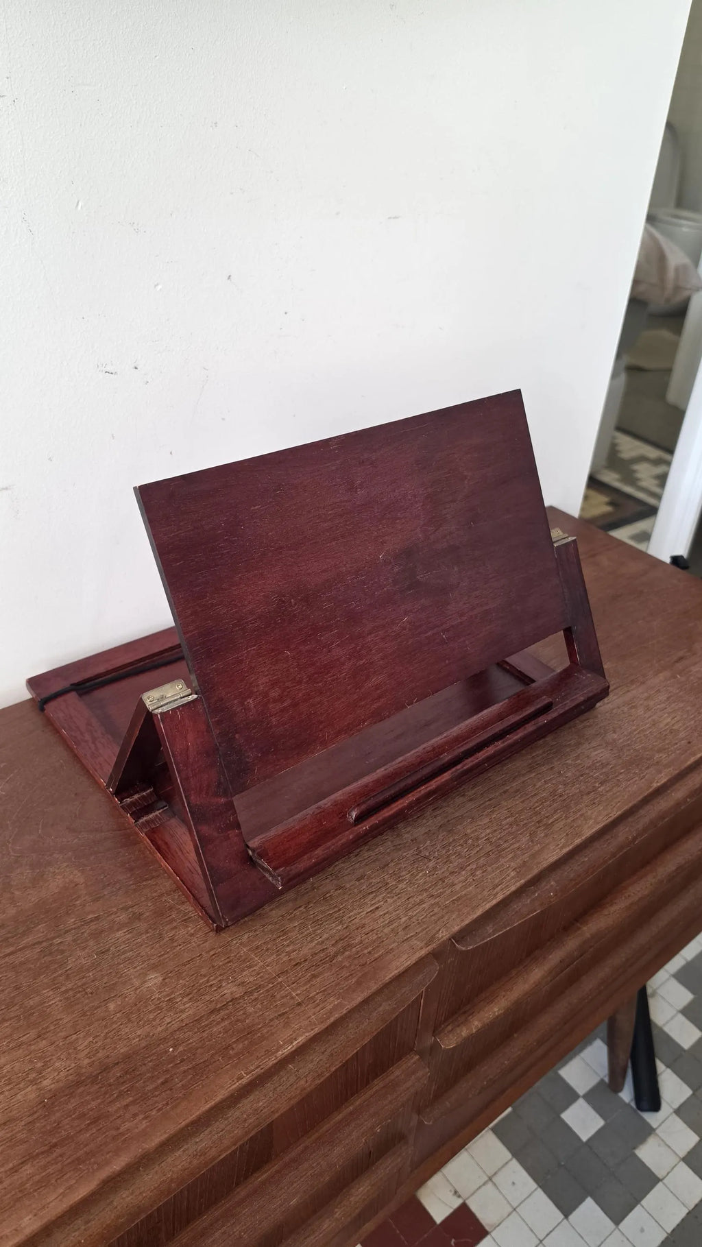 Vintage Wooden Reading Stand, Adjustable Book Rest, Folding Cookbook Holder, Desktop Lectern, Library Book Display, Writing Stand - Image 6