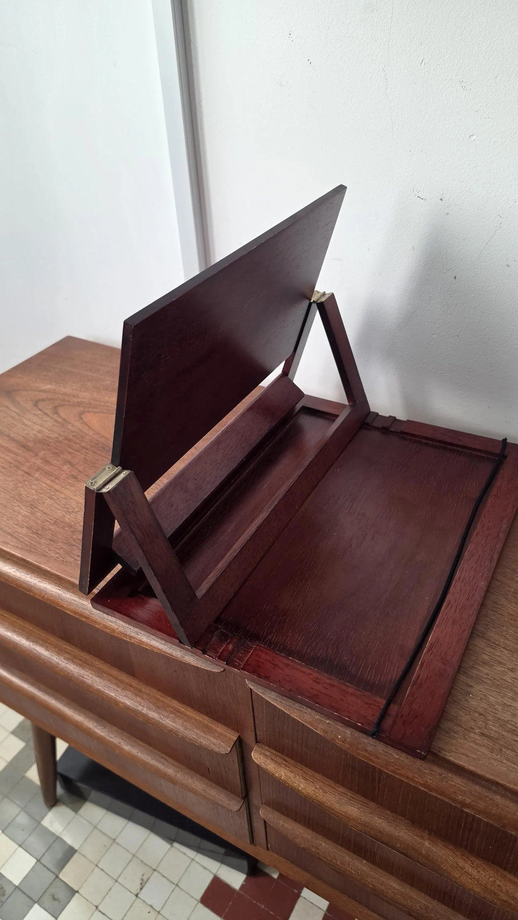 Vintage Wooden Reading Stand, Adjustable Book Rest, Folding Cookbook Holder, Desktop Lectern, Library Book Display, Writing Stand - Image 9