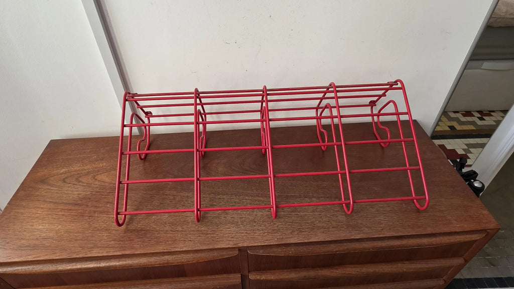 Vintage Red Metal Wall Coat Rack, Mid Century Modern Hat Shelf with 6 Hooks, Retro Entryway Organizer, Industrial Wall Mounted Storage - Image 6