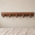 Vintage Wooden Wall Coat Rack, 5 Peg Coat Hook, Rustic Farmhouse Wall Organizer, Dark Wood Hat Rack, Entryway Towel Holder - Image 1