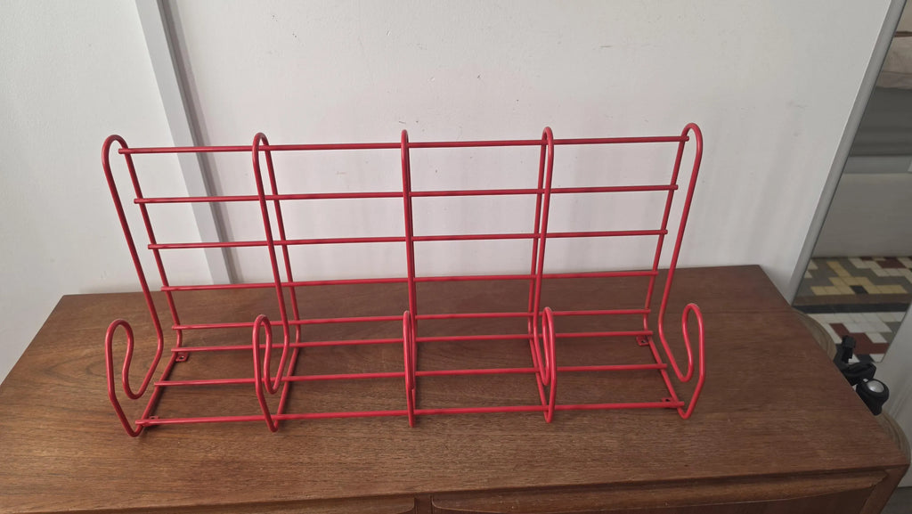 Vintage Red Metal Wall Coat Rack, Mid Century Modern Hat Shelf with 6 Hooks, Retro Entryway Organizer, Industrial Wall Mounted Storage - Image 11