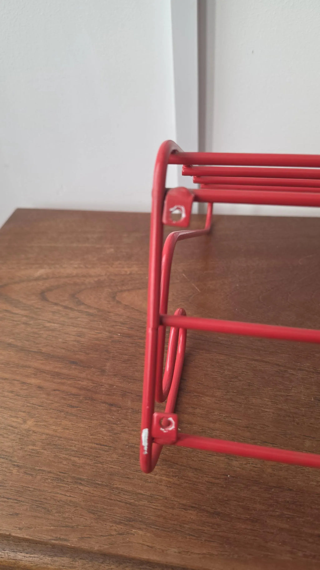 Vintage Red Metal Wall Coat Rack, Mid Century Modern Hat Shelf with 6 Hooks, Retro Entryway Organizer, Industrial Wall Mounted Storage - Image 14