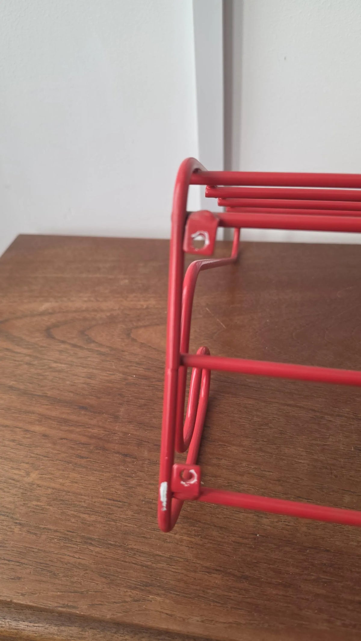 Vintage Red Metal Wall Coat Rack, Mid Century Modern Hat Shelf with 6 Hooks, Retro Entryway Organizer, Industrial Wall Mounted Storage - Image 14