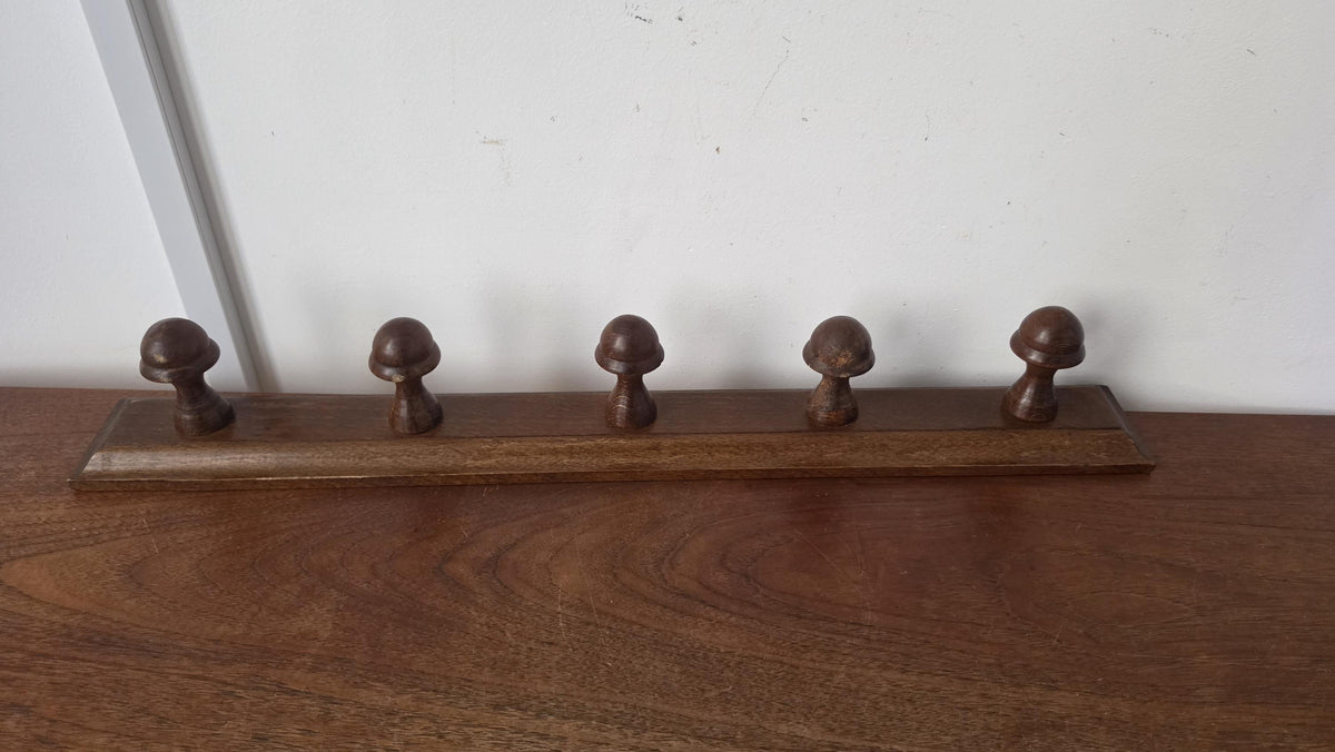 Vintage Wooden Wall Coat Rack, 5 Peg Coat Hook, Rustic Farmhouse Wall Organizer, Dark Wood Hat Rack, Entryway Towel Holder - Image 10