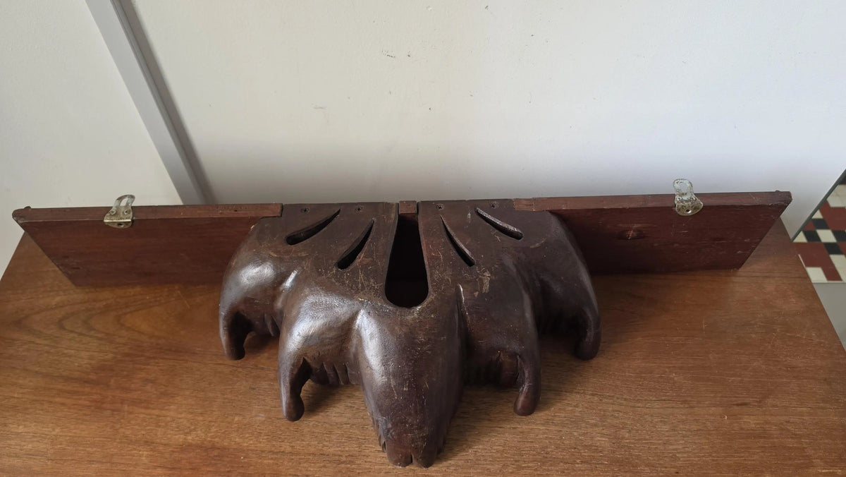 Antique Carved Wood Wall Shelf, Acanthus Leaf Corbel Display Ledge, 32 Inch Architectural Folk Art Wall Decor - Image 12