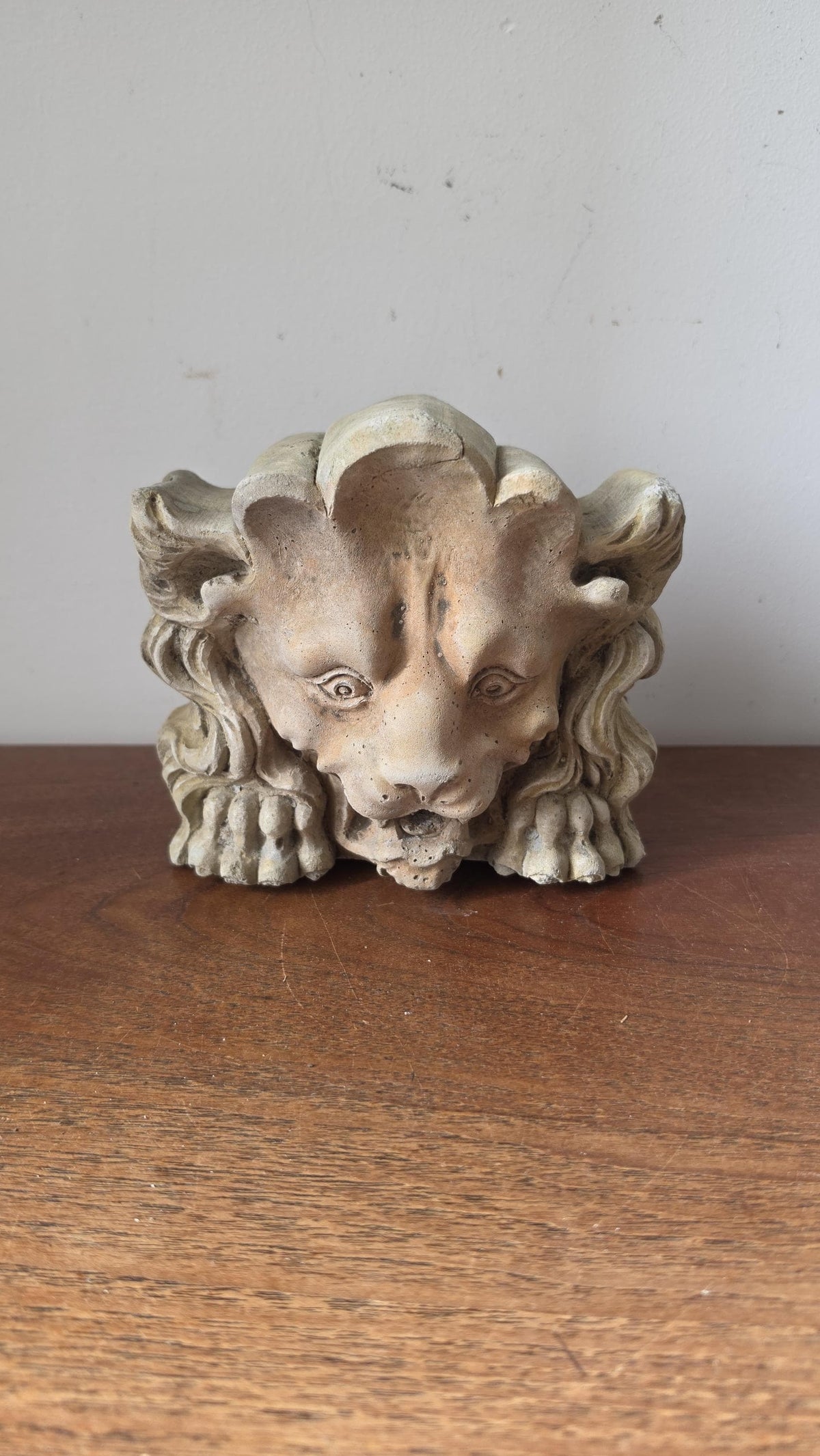 1700s French Gothic Stone Gargoyle Lion Head, Antique Church Architectural Fragment, Medieval Grotesque Sculpture Wall Decor - Image 3